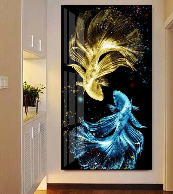 60X100CM Gold Fish 5D Full Diamond Painting DIY Pictures