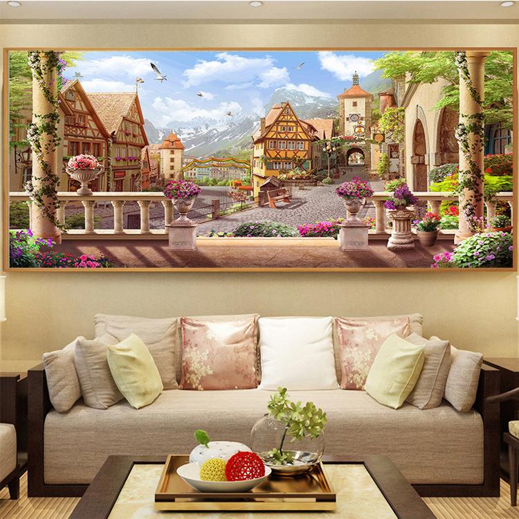 100x50CM-European landscape- DIY 5D full Diamond Painting  A6413