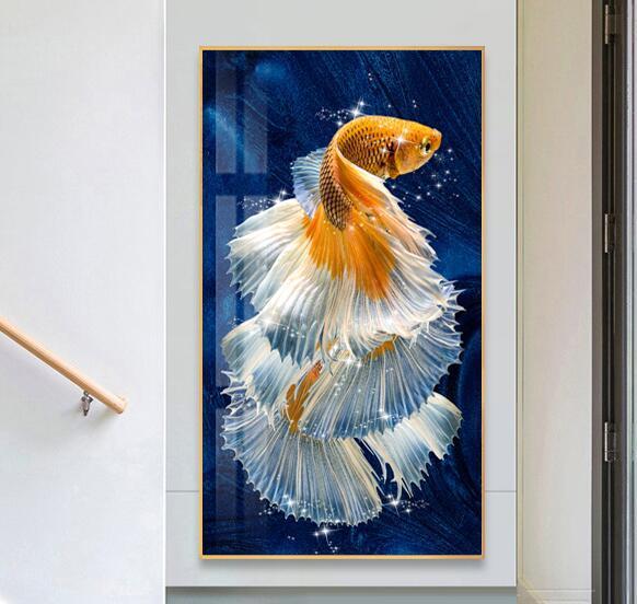 60X100 CM Gold Fish 5D Full Diamond Painting DIY Pictures