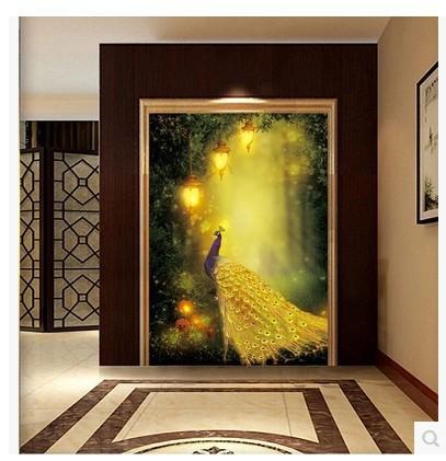 45X80CM الذهب الطاووس 5D كامل الماس اللوحة DIY صور