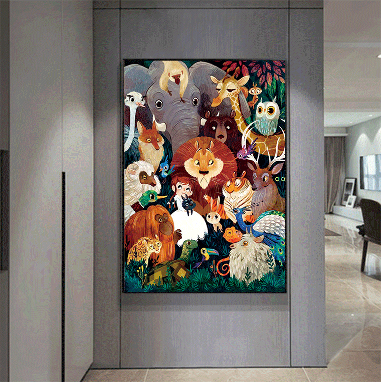 70x90CM Animal paradise 5D Full Diamond Painting NO Frame Round diamond