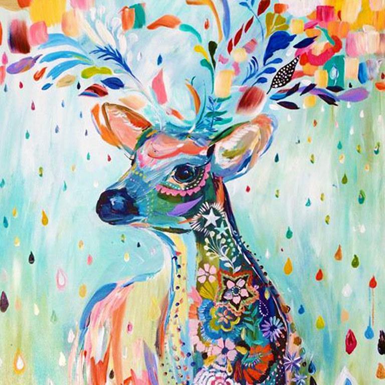 60X75CM-Colorful Deer 5D Full Diamond Painting DIY No Frame