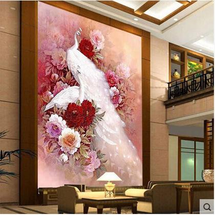 50X82 CM Pink Peacock 5D Full Diamond Painting DIY Pictures