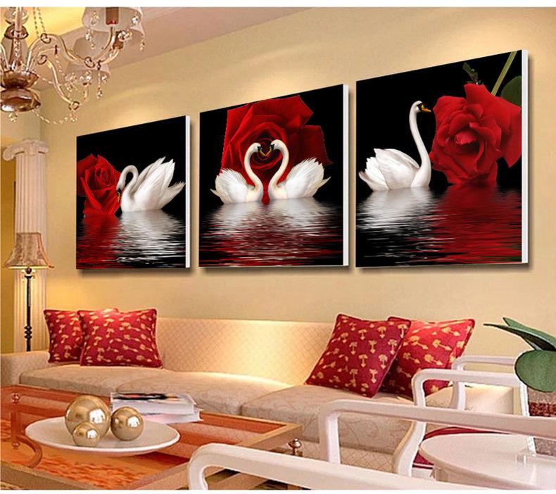 150x50CM （Each50X50CM Swan 5D Full Diamond Painting NO Frame