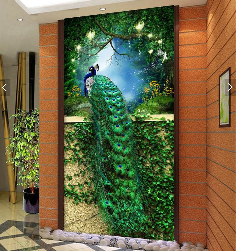 40X60 CM Green Peacock 5D Full Diamond Painting DIY Pictures