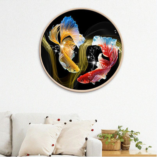 60x60CM Koi FULL Drilled Diamond Painting round （no frame）