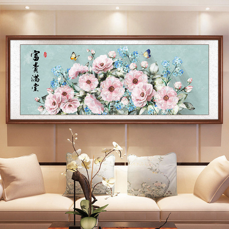 100x40cm peony（Special beads） 5d diy diamond painting full drill NO FRAME