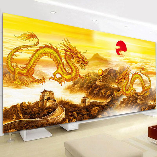 180x70CM-Gold Dragon- لوحة ألماس كاملة خماسية الأبعاد DIY بدون إطار A9700