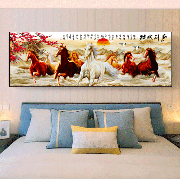 152x60CM 8Horse 5D Full Diamond Painting NO Frame