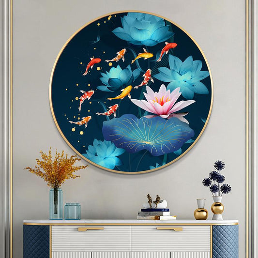 60x60CM Lotus&Koi Full Diamond Painting NO Frame Round diamond