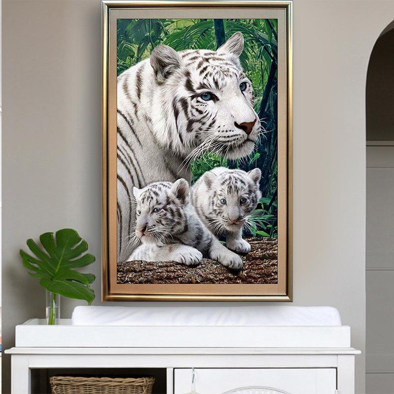 60x90CM-White tiger- DIY 5D full Diamond Painting NO FRAME  A9266