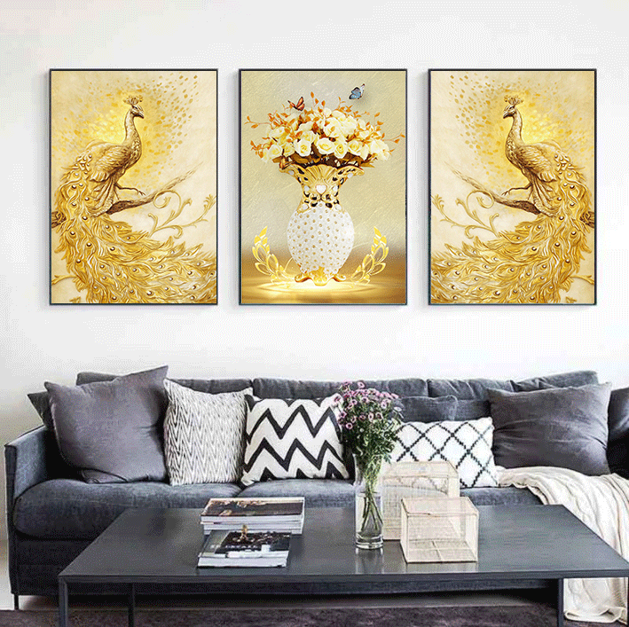 150x70CM Golden Peacock 5D Full Diamond Painting NO Frame