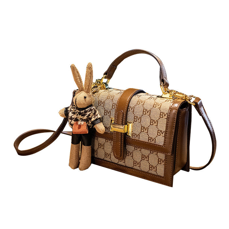 New Fashion Retro Design Handbag Versatile One Shoulder Crossbody Bag（rabbit included)