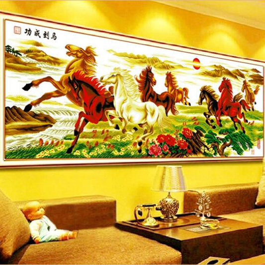 200X70CM-8 horse to success -DIY 5D full Diamond Painting NO FRAME A6160