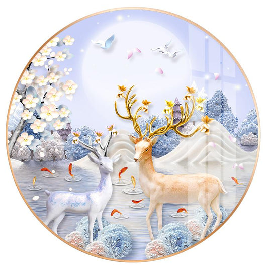 60x60CM Deer& Fish 5D Full Diamond Painting NO Frame round diamond