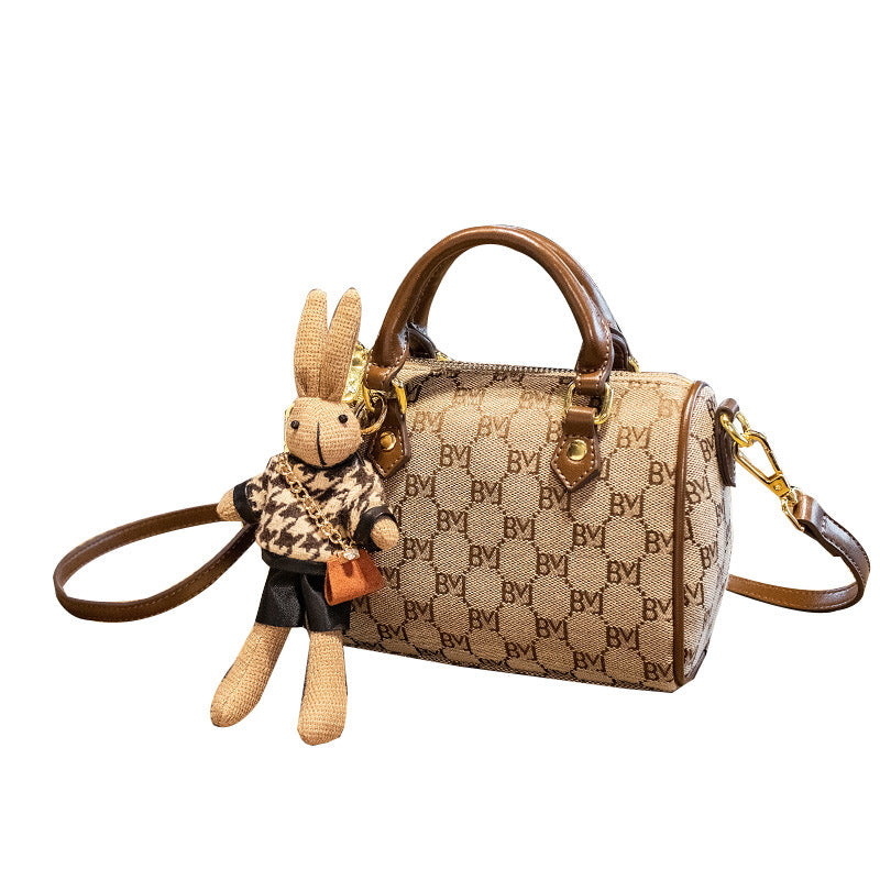 New Fashion Retro Design Handbag Versatile One Shoulder Crossbody Bag（rabbit included)