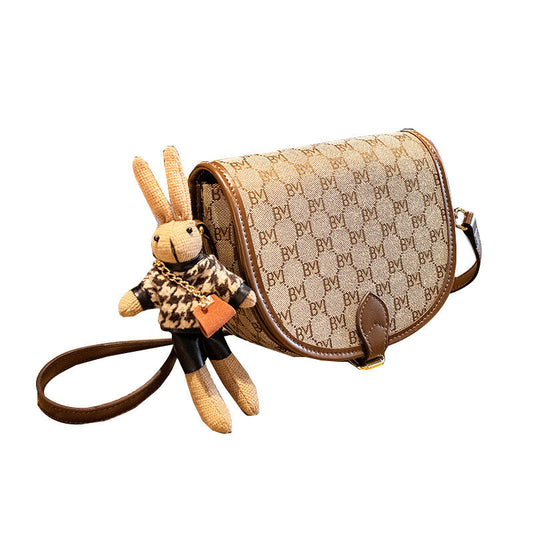 New Fashion Retro Design Bag Versatile One Shoulder Crossbody Bag（rabbit included)