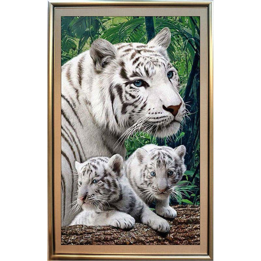 60x90CM-White tiger- DIY 5D full Diamond Painting NO FRAME  A9266