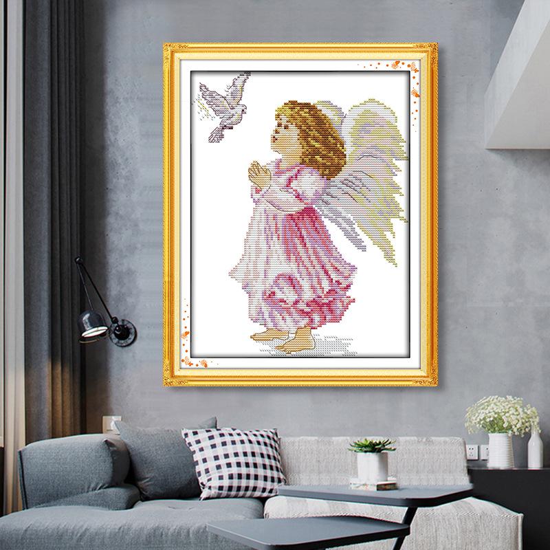 29*39CM Angel of peace Cross Stitch Kits 11CT Stamped Full Range of Embroidery Starter Kit for Beginners Pre-Printed Pattern