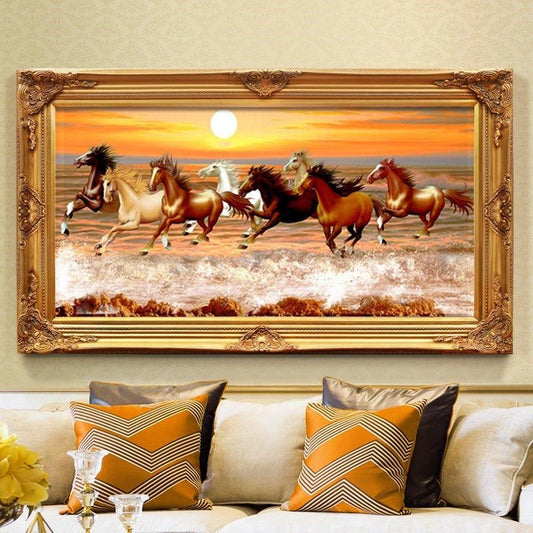 150X60CM 8 horses 5D Full Diamond no frame