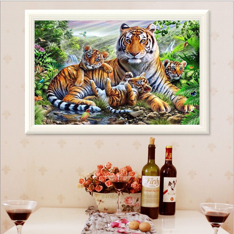 60X90CM -  Tiger DIY 5D Full Diamond Painting NO Frame