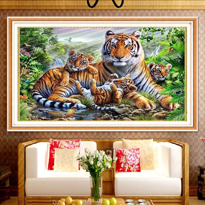 60X90CM -  Tiger DIY 5D Full Diamond Painting NO Frame