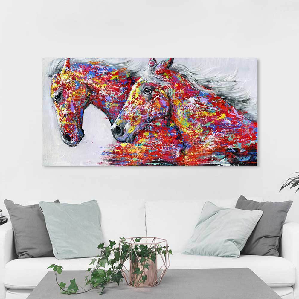 60x120cm Two Horse NO Framed Oil Painting Canvas Wall Art For Living Room Home Decor  Finished Oil Painting