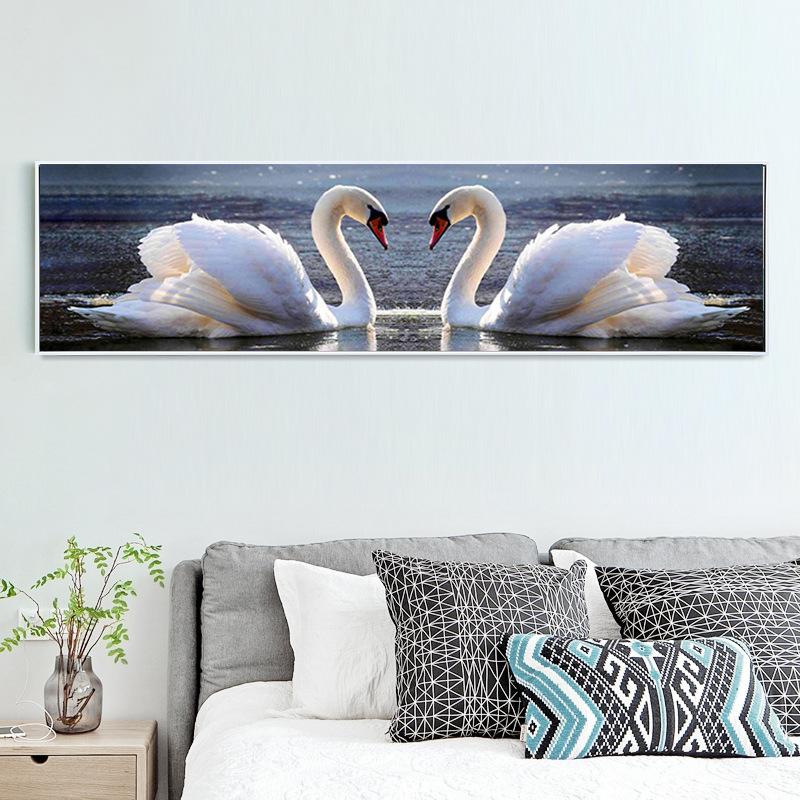 120x35cm Love Swan Cross Stitch Kits 11CT Stamped Full Range of Embroidery Starter Kit for Beginners Pre-Printed Pattern