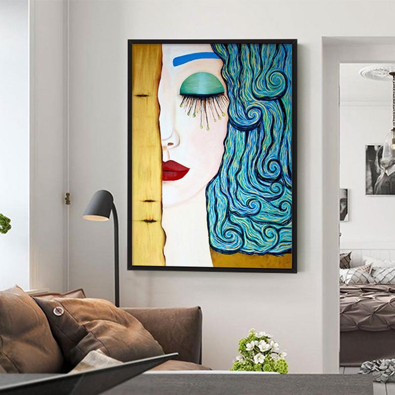 50x70CM-Blue hair girl- DIY 5D full Diamond Painting