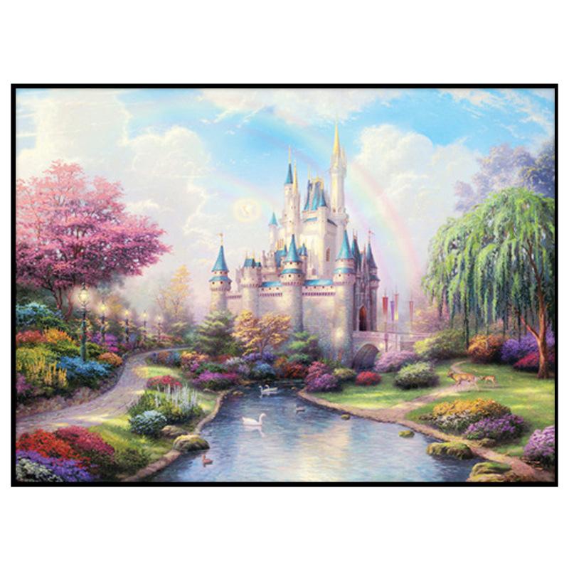 Castle 70X45CM Cross Stitch Kits 11CT Stamped Full Range of Embroidery Starter Kit for Beginners Pre-Printed Pattern