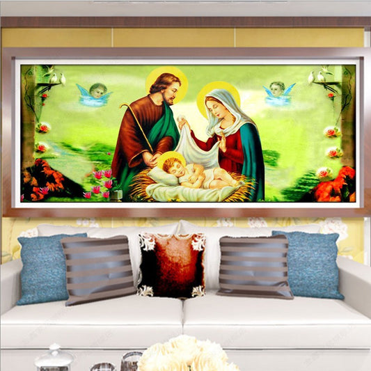 120x50CM Holly Mary family 5D Full Diamond Painting DIY Pictures