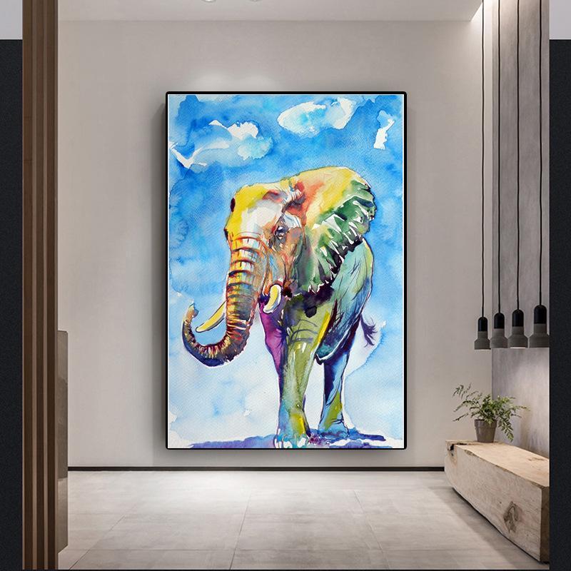 60x90cm Elephant NO Framed Finished Oil Painting Canvas Wall Art For Living Room Home Decor