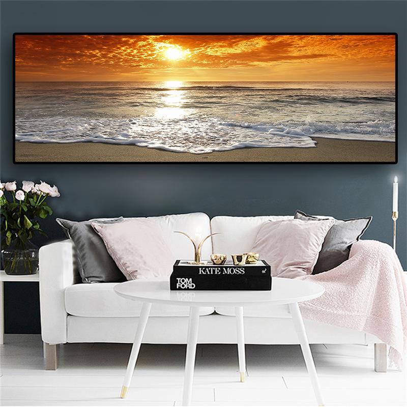 50x150cm sunrise NO Framed Finished Oil Painting Canvas Wall Art For Living Room Home Decor