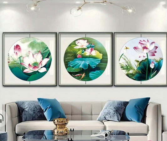 150x50cm Lotus 3pcs 5d diy diamond painting full drill NO FRAME