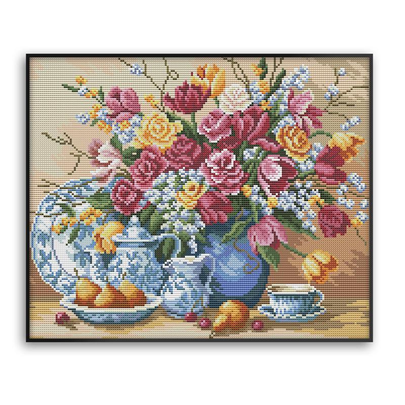 49cm*42cm Cross Stitch Kits 11CT Stamped Full Range of Embroidery Starter Kit for Beginners Pre-Printed Pattern