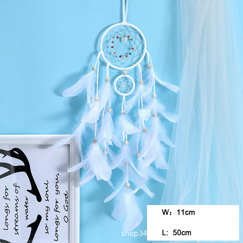 Feather Dream Catcher Pendants Tree of Life Wind Chime Room Decoration White