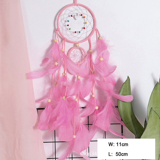 Feather Dream Catcher Pendants Tree of Life Wind Chime Room Decoration Pink