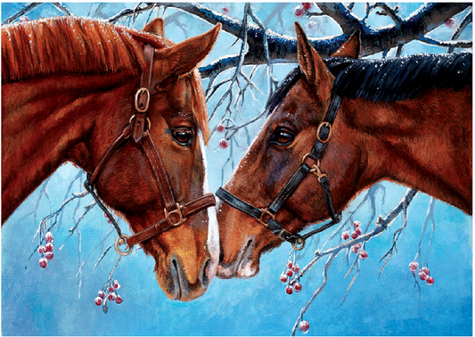 40x30cm 2horses  5d diy diamond painting full drill NO FRAME