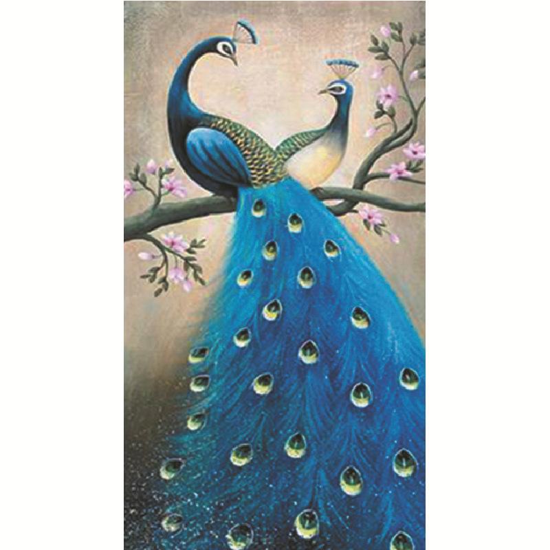 50x90CM Blue peacock 5D Full Diamond Painting NO Frame
