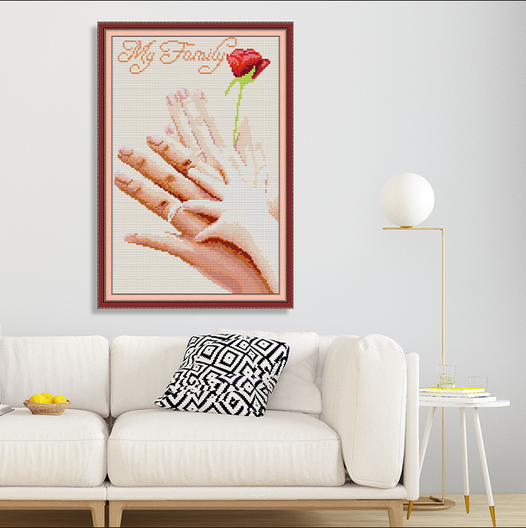 أطقم غرز متقاطعة للعائلة السعيدة مقاس 29 × 45 سم