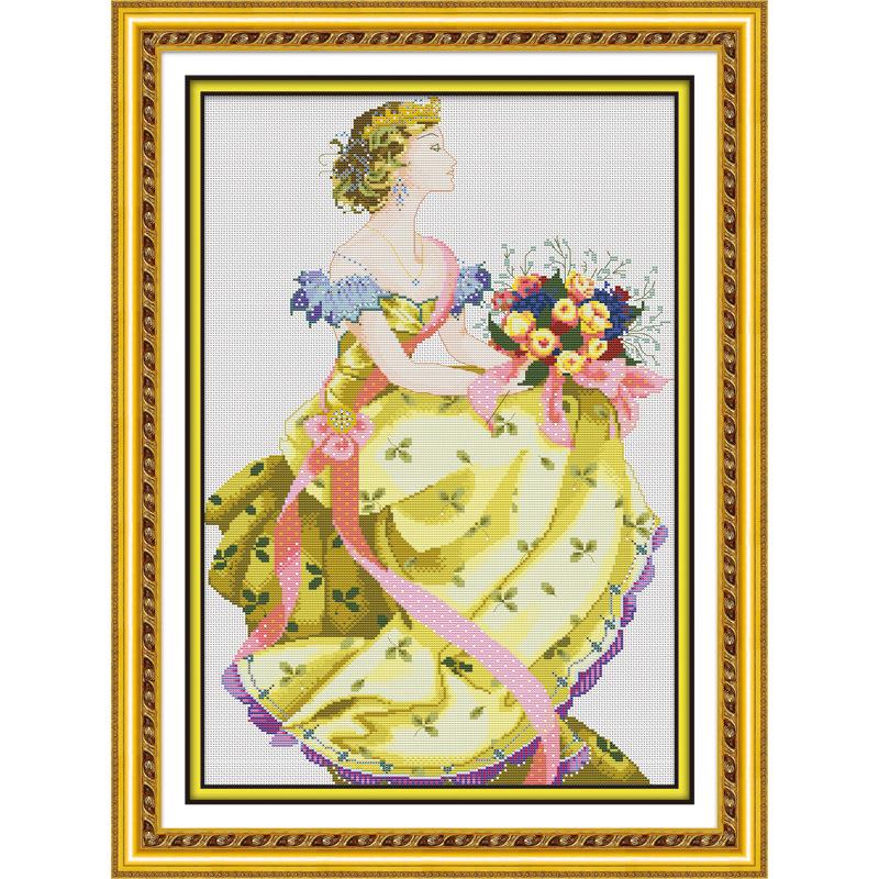 50x73cm Spring queen Cross Stitch Kits 11CT Stamped Full Range of Embroidery Starter Kit for Beginners Pre-Printed Pattern