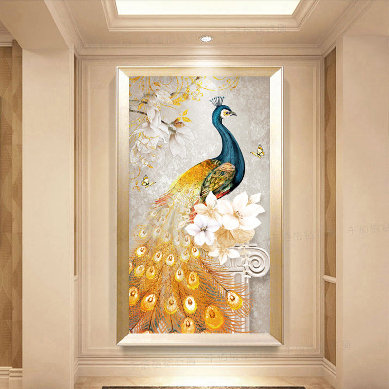 60x110CM -  Peacock DIY 5D full Diamond Painting no frame