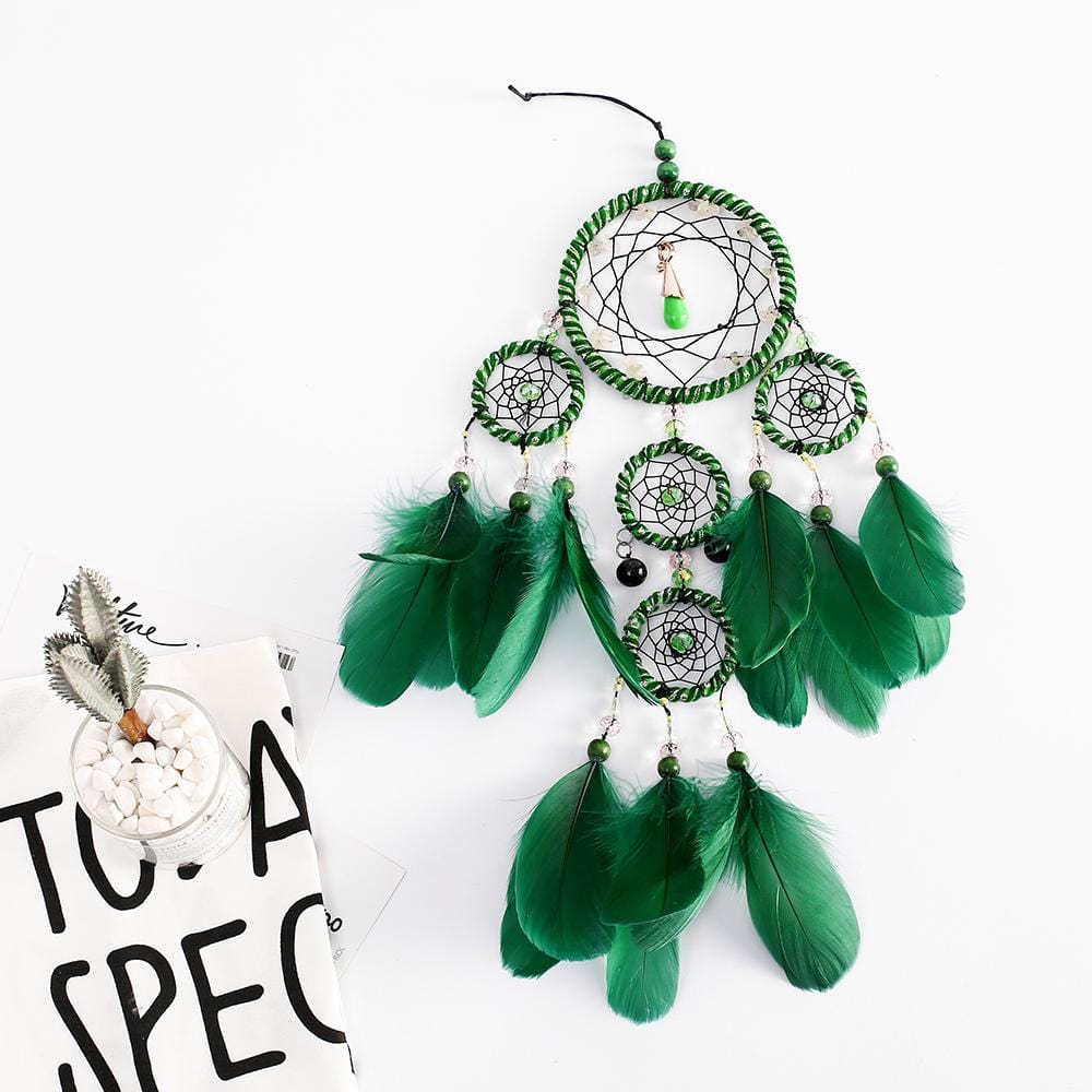 Handmade Dream Catcher With Light Room Decor Feather Weaving Wind Chimes Religious Mascot