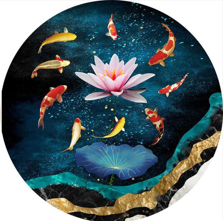 50x50cm Fish koi 5d diy diamond painting full drill NO FRAME