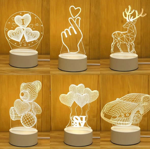 3D Colorful Charging Night Light Bedside LED Lamp Various Shapes Creative Gif-guitar