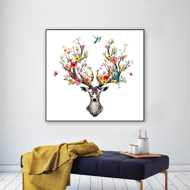 60x60cm Deer Cross Stitch Kits 11CT Stamped Full Range of Embroidery Starter Kit for Beginners Pre-Printed Pattern