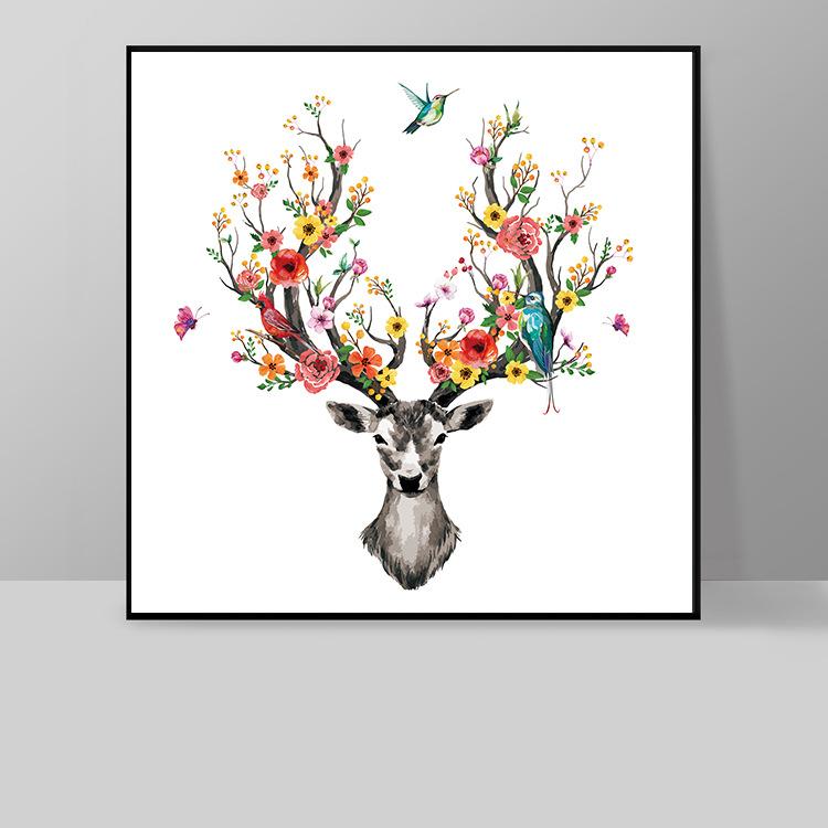 60x60cm Deer Cross Stitch Kits 11CT Stamped Full Range of Embroidery Starter Kit for Beginners Pre-Printed Pattern