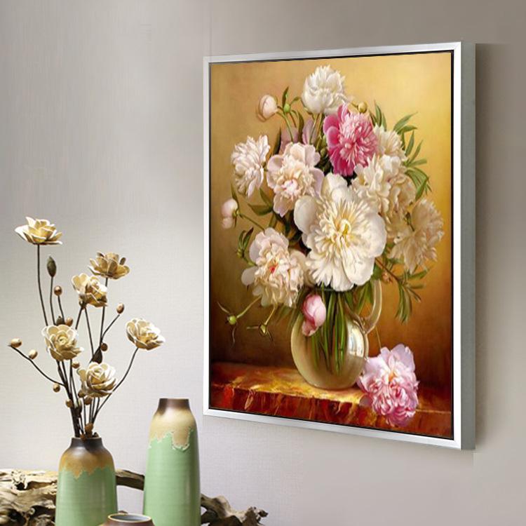 Rich Peony  60x70cm Cross Stitch Kits 11CT Stamped Full Range of Embroidery Starter Kit for Beginners Pre-Printed Pattern