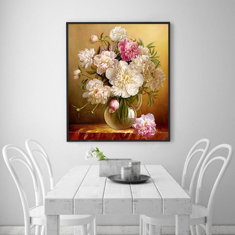 Rich Peony  60x70cm Cross Stitch Kits 11CT Stamped Full Range of Embroidery Starter Kit for Beginners Pre-Printed Pattern