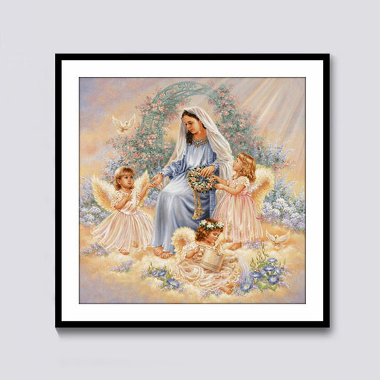 60x60CM Mary&Angel Full Diamond Painting NO Frame Round diamond